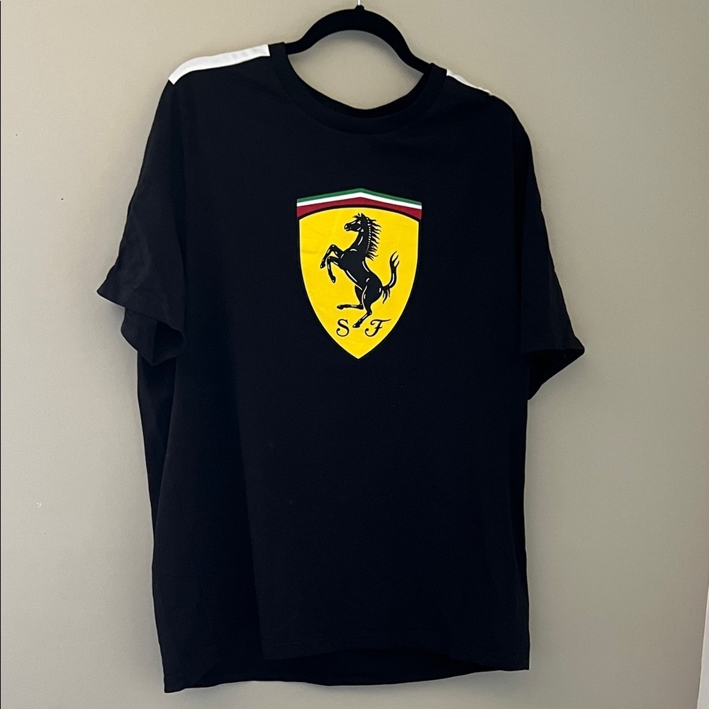Puma Ferrari Scuderia Black Graphic T Shirt Logo Tee Size XXL